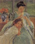 Mary Cassatt The young mother is sewing France oil painting artist